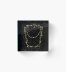 French fries potato chips golden ornament Gold Acrylic Block