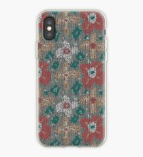 Knitted canvas with a festive pattern ornament. iPhone Case