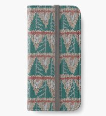 Knitted canvas with a festive pattern ornament. iPhone Wallet/Case/Skin