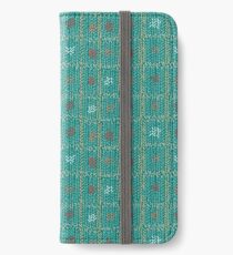 Knitted canvas with a festive pattern ornament. iPhone Wallet/Case/Skin