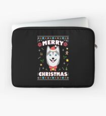 Husky Ugly Christmas Sweater Merry Xmas Funny Dog Lover Laptop Sleeve