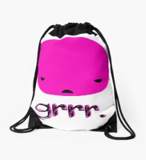 Angry Pink Blobby Head Drawstring Bag