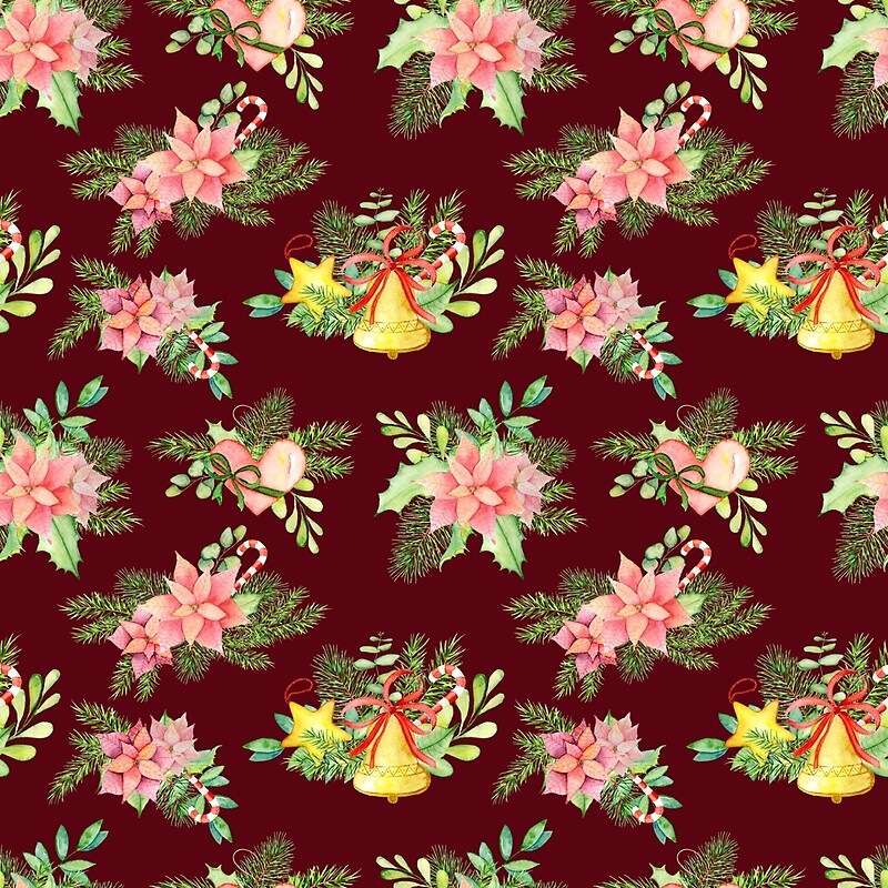 &ldquo;Christmas Poinsettia and Jingle Bells&rdquo; by Maryna Denysenko | Redbubble