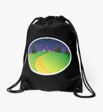 Night scene on a top of green mountain Drawstring Bag