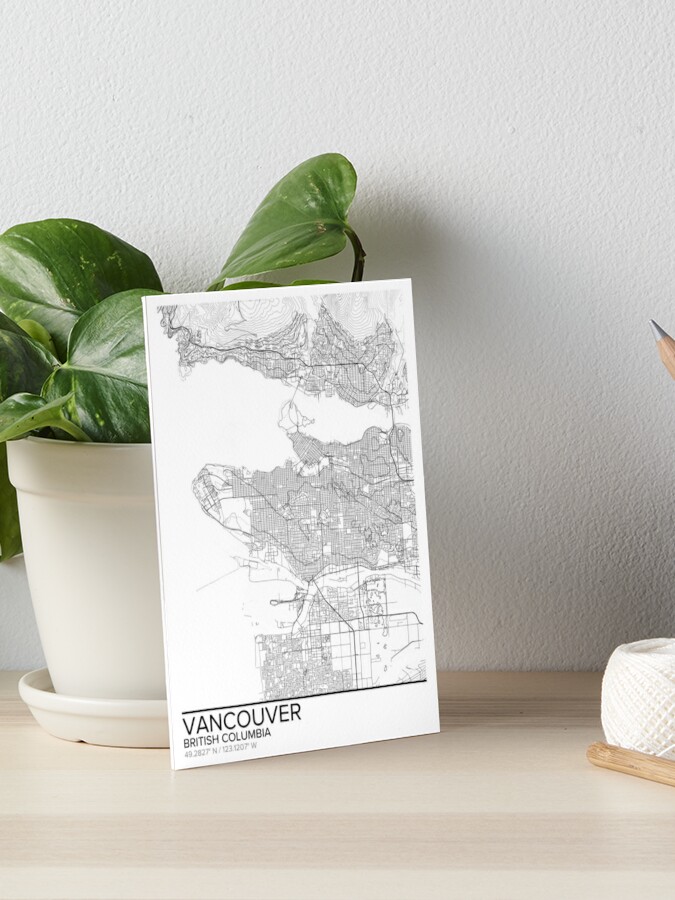 Vancouver Map Poster Print Wall Art British Columbia Gift Home