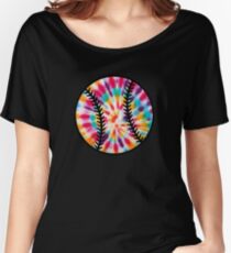 Tie Dye Baseball Art | Retro Bat-And-Ball Art Gift Women's Relaxed Fit T-Shirt