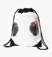 Romantic avocados couple with googly eyes Drawstring Bag