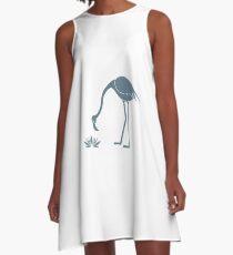 Exotic tropical bird flamingo, water lilies flower A-Line Dress