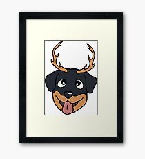Rottweiler with antler Framed Print