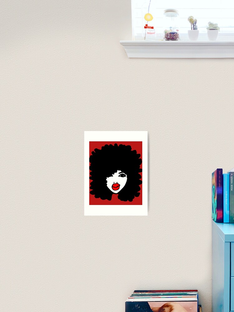 Natural Hair Afro Curls Red Lipstick Makeup Queen Art Print By