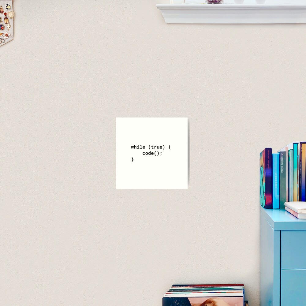 JavaScript - While True Code (Inverted) Art Print