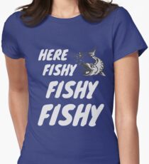 Here Fishy Fishy Fishy Artwork Women's Fitted T-Shirt