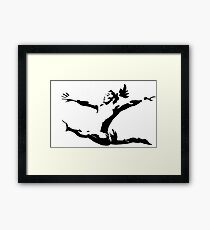 Simone Biles Olympics Soaring USA Black and White Framed Print