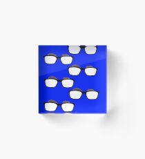 Dad Brows Graphic on Blue Acrylic Block
