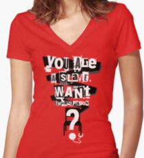 Persona 5 - "You are a slave. Want emancipation?" Women's Fitted V-Neck T-Shirt