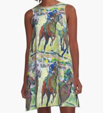 At The Horse Races, Horse Picture A-Line Dress