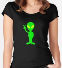 Peace Lovin' Alien - Yo Human! Women's Fitted Scoop T-Shirt