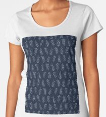 Falling Leaves Indigo Faded Denim Blue Batik Women's Premium T-Shirt