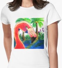 Flamingoes Art Women's Fitted T-Shirt