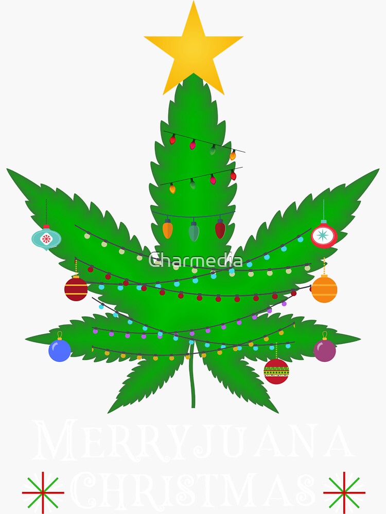 "Marijuana Funny Christmas Tree Leaf CBD Oil Merryjuana Christmas