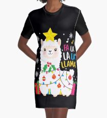 Lustige Lama-Fa-La-La-Weihnachtsverzierungs-Dekore T-Shirt Kleid