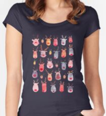 Reindeers - Animal cuteness - Winter watercolor pattern - Rudolph Women's Fitted Scoop T-Shirt