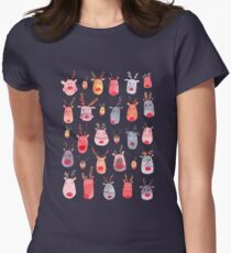 Reindeers - Animal cuteness - Winter watercolor pattern - Rudolph Women's Fitted T-Shirt