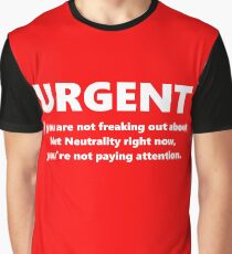 Urgent Net Neutrality Text White on Red Graphic T-Shirt