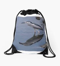 Black Crowned Night Heron Drawstring Bag