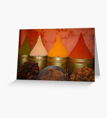 Spices shop in the medina of Marrakesh, Morocco Greeting Card