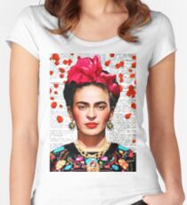 Frida Kahlo blüht Papier Tailliertes Rundhals-Shirt