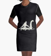 Bigfoot Sasquatch Riding The Loch Ness Monster Funny Graphic T-Shirt Dress