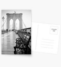 Postales Puente de Brooklyn y bancos