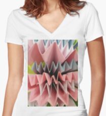 #art #design #origami #education #abstract #shape #paper #bright #vertical #FortHamilton #NewYorkCity #USA #americanculture #wide #nopeople #schoolbuilding #colors #newyorkstate #newyorkcity  Women's Fitted V-Neck T-Shirt