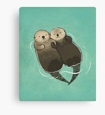 Significant Otters - Otters Holding Hands Canvas Print