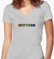 rainbow sisters blocks Women's Fitted V-Neck T-Shirt