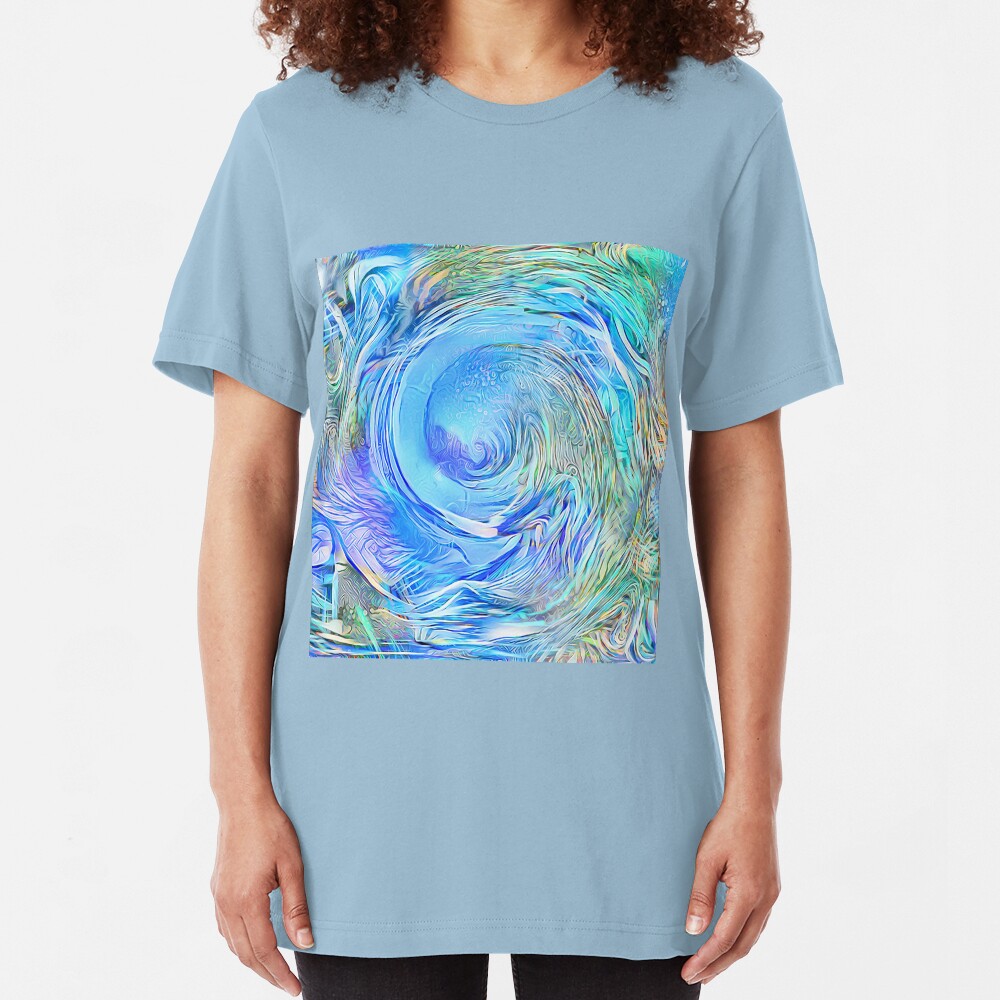 Abstract Waterfall Wave Vortex Slim Fit T-Shirt