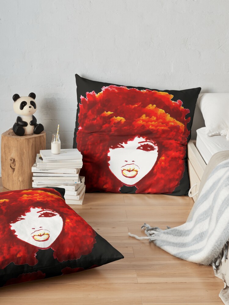 Alternate view of Natural Hair Autumn Fire Red Curly Hair Afro Floor Pillow