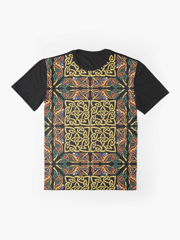 Alternate view of Gold Knotwork Squares and Hounds Border Graphic T-Shirt