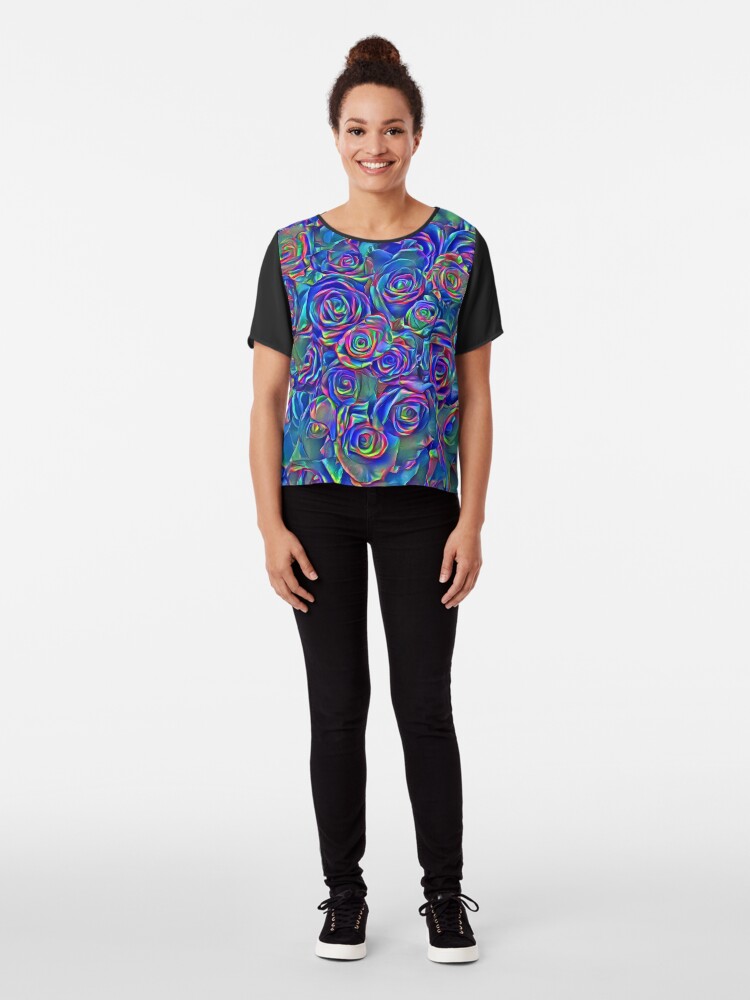 Alternate view of Roses of cosmic lights Chiffon Top