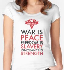 Camiseta entallada de cuello redondo La guerra es paz, la libertad es esclavitud, la ignorancia es fuerza