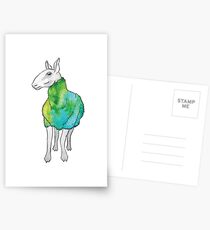 Psychedelic sheep: Blue Faced Leicester, teal/green Postcards
