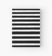 Painted White Stripes on Black Hardcover Journal