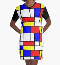 Retro Mondrian Pattern Graphic T-Shirt Dress