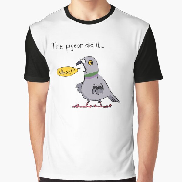 Stinky Pigeon Bird Cartoon Funny Blame Kids Silly Graphic T-Shirt