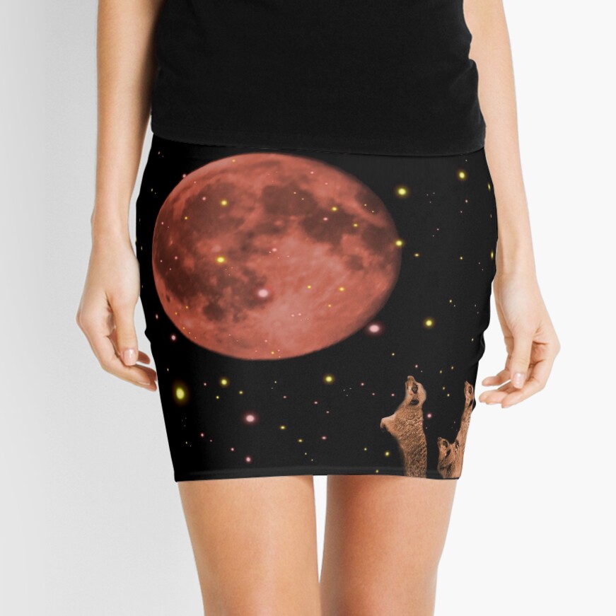Coral meerkat moon Mini Skirt