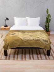 Skyrim Worn Parchment Map Throw Blanket