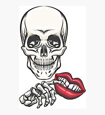 Death with Toy Lips in a hand Photographic Print