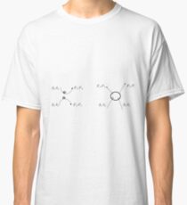 The figure shows the motion of two classical electrons and how this process is considered in quantum electrodynamics Classic T-Shirt