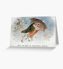 Victorian Christmas Bird Couple in the Snow Greeting Card